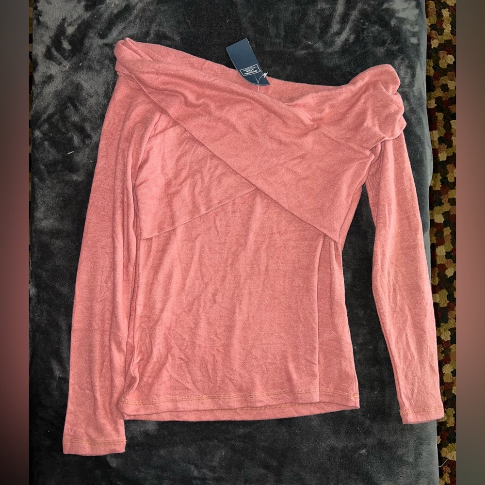 Abercrombie & Fitch Soft A&F Cozy Off the Shoulder Knit Long Sleeve Top